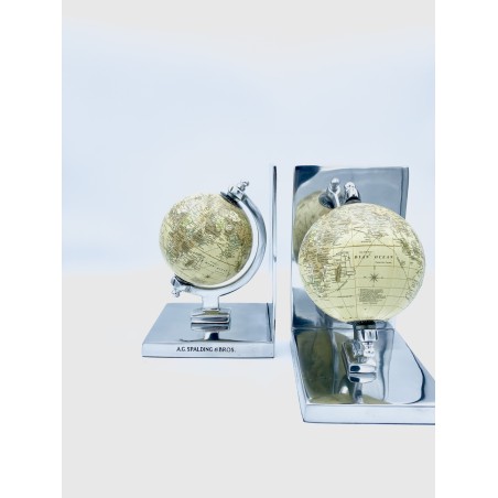 Reggilibri coppia alluminio e globo vintage