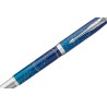 Penna stilografica lacca blu, pennino acciaio, inchiostro blu, Parker
