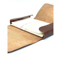 pochette porta lettere in cuoio marrone