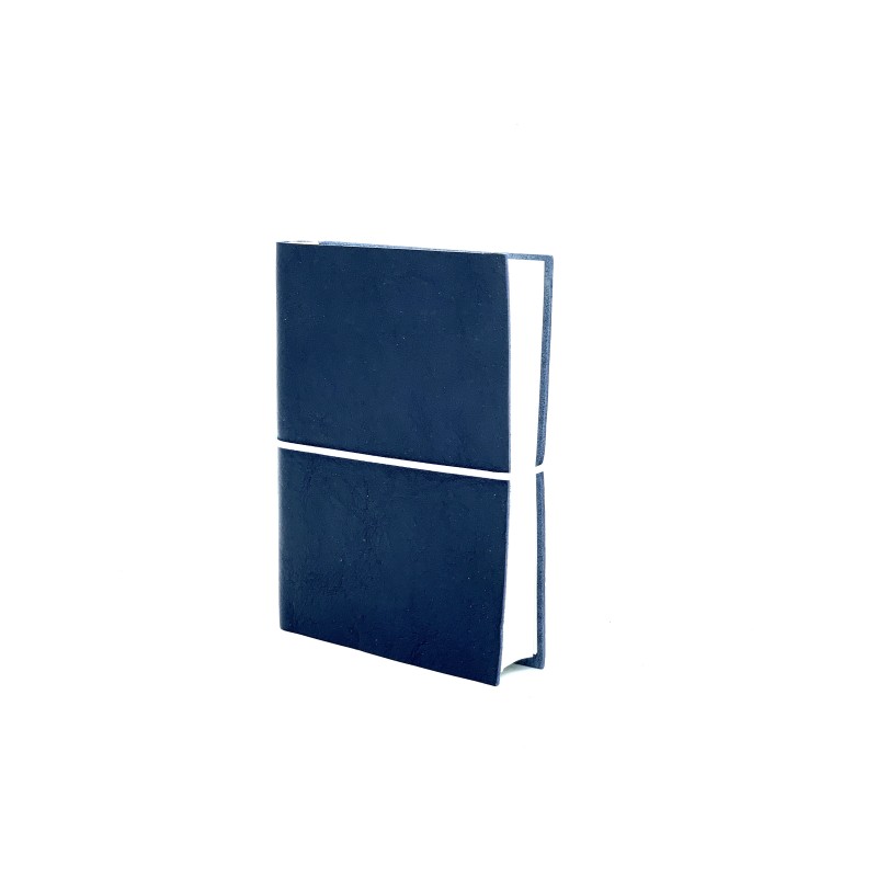 quaderno laccio elastico a righe cuoio piccolo blu