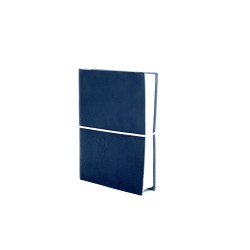 quaderno laccio elastico  cuoio piccolo blu
