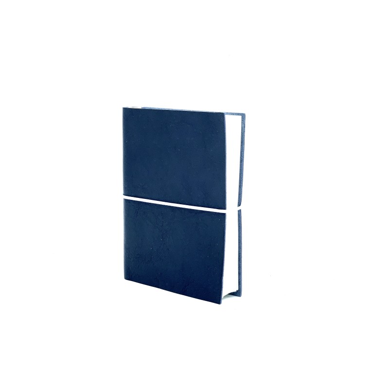 quaderno laccio elastico  cuoio piccolo blu