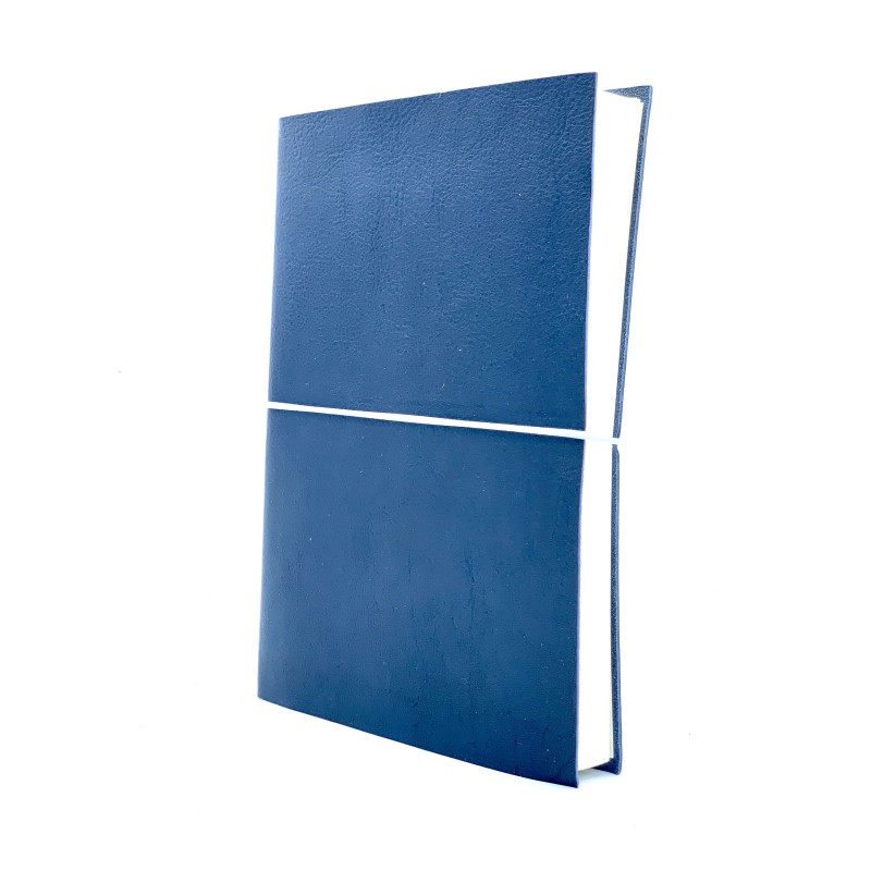 quaderno laccio elastico a righe cuoio grande blu