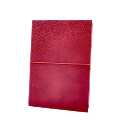 quaderno laccio elastico a righe cuoio grande rosso