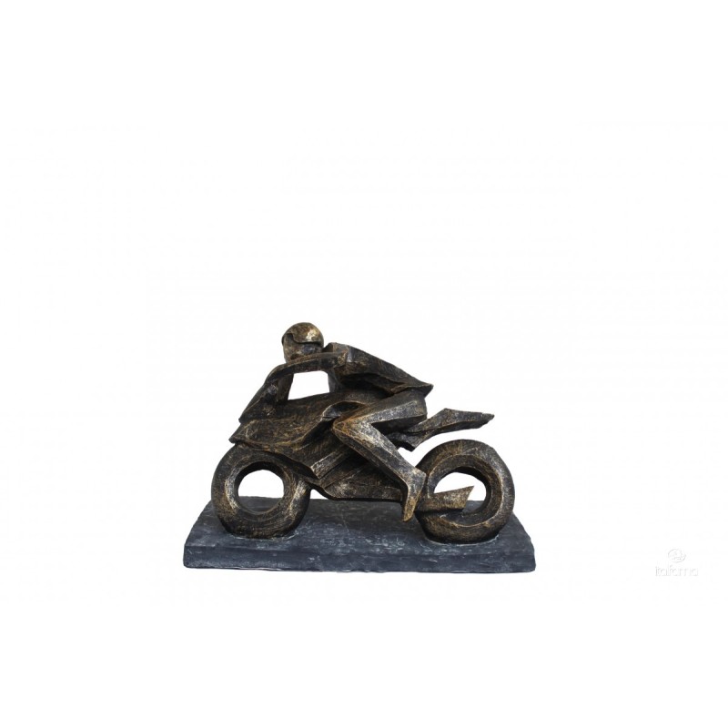 Scultura raffigurante motociclista in piega