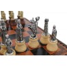 Scacchiera similcuoio contenitore backgammon e dama con scacchi  metallo stile medioevale