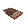 Scacchiera similcuoio con contenitore backgammon dama scacchi metallo medioevale