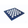 Set scacchiera in radica erable blu e  scacchi in ottone