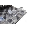 Set scacchiera in plexiglass grigio e trasparente