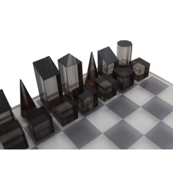 Set scacchiera in plexiglass grigio e trasparente