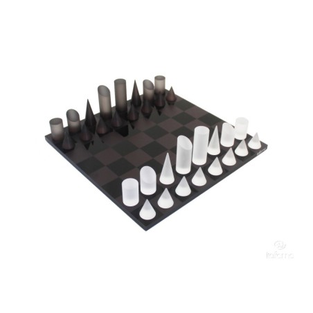 Set scacchiera in plexiglass grigio e bianco