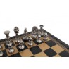 Set scacchiera in similcuoio e contenitore con scacchi Mignon
