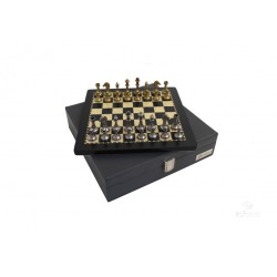 Set scacchiera in legno e scacchi in metallo Mignon fiorito
