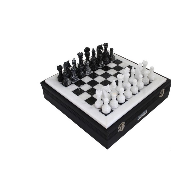 set scacchiera in marmo bianco e nero