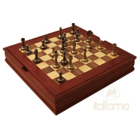 Set scacchiera legno con contenitore