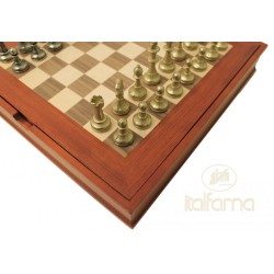 Set scacchiera legno con contenitore