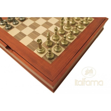 Set scacchiera legno con contenitore