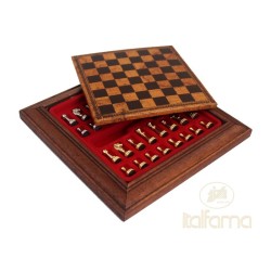 Set magnetico in legno, top in similcuoio e scacchi in metallo