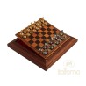 Set magnetico in legno, top in similcuoio e scacchi in metallo