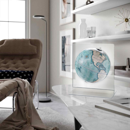 Mappamondo da scrivania cornice in plexiglass e mappa contemporanea