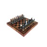 Scacchiera similcuoio con contenitore backgammon e dama compresa di scacchi dipinti a mano Battaglia di Troia