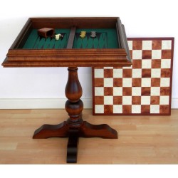 Tavolo scacchiera in legno con backgammon in velluto