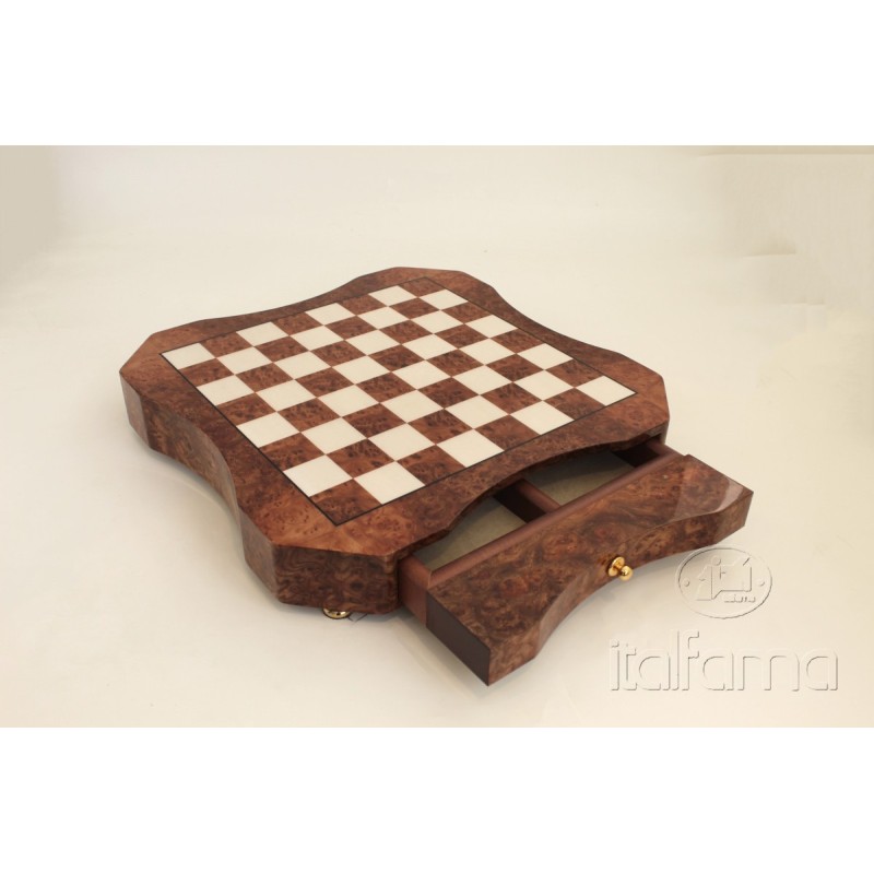 Scacchiera legno sagomata con cassetto 44,5cm